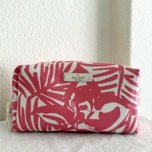 Kate Spade Grant Street Peony Pink and White Floral Vinyl Cosmetic/Pencil Bag